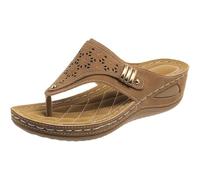 Chanclas para mujer, pantuflas de verano, ortopédicas, antideslizantes y ergonómicas, ligeras, cómodas, ligeras, cómodas, informales, para playa, vacaciones, sandalias, marrón, 36 EU Ancho