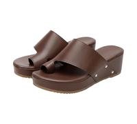 Chanclas para mujer, plataforma, chanclas para mujer, de piel, anchas, antideslizantes, estilo boho lacado, sandalias ultraligeras para exteriores, sandalias abiertas con plataforma, A Braun., 37 EU