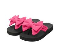 Chanclas para mujer, sandalias de plataforma ligeras, para verano, playa, vacaciones, con lazo de tela grande, color beige, hot pink, 41.5 EU