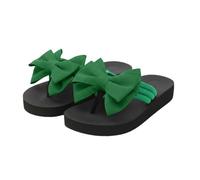 Chanclas para mujer, sandalias de plataforma ligeras, para verano, playa, vacaciones, con lazo de tela grande, color beige, Green, 37 EU