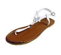 Chanclas para mujer, sandalias de playa para mujer, monocolor, vintage, romanas, elegantes con correa ajustable, zapatos antideslizantes de tacón bajo, para caminar, Blanco, 38 EU