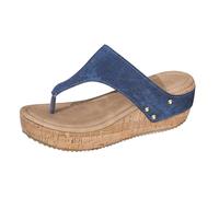 Chanclas para mujer, sandalias de verano ortopédicas, ergonómicas y antideslizantes, ligeras, cómodas, con puntera y elegantes sandalias planas, marine, 39 EU Ancho