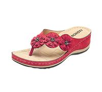 Chanclas para mujer, zapatillas ergonómicas y antideslizantes, cómodas, ligeras, cómodas, ligeras, cómodas, ligeras, para el tiempo libre, para caminar, rojo, 37 EU