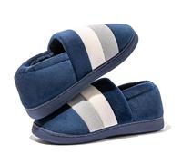 Chanclas para niña de invierno peludo plano casa invierno punta redonda mantener caliente impresiones zapatillas zapatos zapatillas abiertas delante, Marina militar., 41 EU