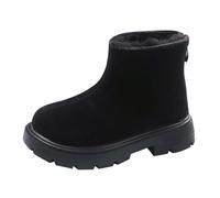 Chanclas para niños de invierno Little Girl Fashion Plus Velvet Warm Back Zipper Cotton Shoes Medium and Large Children Soft Sole Children's Boots Boots 30, Negro , 25 EU
