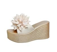 Chanclas Piscina Mujer Plataforma, Zapatillas Verano Mujer Casa Ducha, Sandalias Flip Flop con Plataforma TacóN Alto Y Suela Gruesa con Flores Y Una Palabra Slippers Chanclas