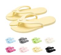 Chanclas plegables para mujer, ligeras, de secado rápido, antideslizantes, para viajes, playa, monocolor, regalos para mujeres y hombres, Amarillo Claro, Nach