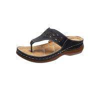 Chanclas retro para mujer, pantuflas de verano huecas, ligeras, para exteriores, informales, de ajuste ancho, cómodas y ortopédicas con soporte de arco, Black, 39 2/3 EU