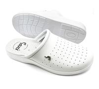 Chanclas sanitarias anatómicas para hombre zapatillas de piel auténtica zuecos para sanitarios zapatos antideslizantes para trabajar Made in Italy, Color blanco., 44 EU
