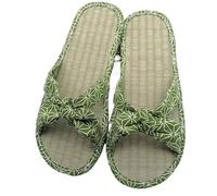 Chanclas tejidas de paja para mujer Zapatillas de paja de verano for mujer, pantuflas de ratán con lazo for el hogar, sandalias de punta abierta for exteriores, cómodas y planas for el tiempo libre(Gr