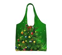 Chanclas unisex reutilizables, plegables, informales, elegantes, para compras, bolsa de hombro para playa, viajes, trabajo y escuela, Árboles de Navidad, Talla única