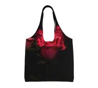 Chanclas unisex reutilizables, plegables, informales, elegantes, para compras, bolsa de hombro para playa, viajes, trabajo y escuela, Rosa roja y negra L, Talla única