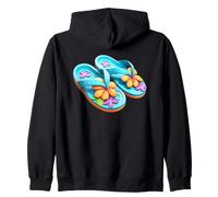 Chanclas Vibrantes de Plumeria Tropical de Verano Sudadera con Capucha