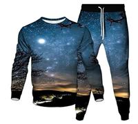 Chándal 2 Piezas Set Mujeres Hombres Galaxia Planetas Universo 3D Impreso Pullover Sudadera Y Pantalones de Chándal Set Casual Ropa Deportiva