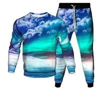 Chándal 2 Piezas Set Mujeres Hombres Galaxia Planetas Universo 3D Impreso Pullover Sudadera Y Pantalones de Chándal Set Casual Ropa Deportiva