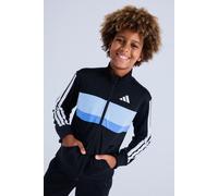 adidas Unisex niños SEASONAL ESSENTIALS TIBERIO 3 STRIPES TRICOT TRACKSUIT, black/glow blue/blue fusion/white, 13-14 Years