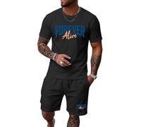 Chándal Casual Ropa Deportiva Estilo Old Money Conjunto de Casa Gimnasio Chándal de Ocio Hombre Verano Estampado Camiseta Manga Corta Conjunto de Pantalones Cortos Cómodo Suelto Casual 2 Piezas