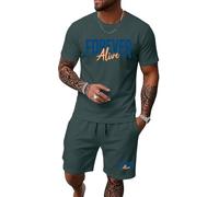 Chándal Casual Ropa Deportiva Estilo Old Money Conjunto de Casa Gimnasio Chándal de Ocio Hombre Verano Estampado Camiseta Manga Corta Conjunto de Pantalones Cortos Cómodo Suelto Casual 2 Piezas