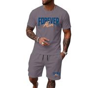 Chándal Casual Ropa Deportiva Estilo Old Money Conjunto de Casa Gimnasio Chándal de Ocio Hombre Verano Estampado Camiseta Manga Corta Conjunto de Pantalones Cortos Cómodo Suelto Casual 2 Piezas