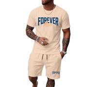 Chándal Casual Ropa Deportiva Estilo Old Money Conjunto de Casa Gimnasio Chándal de Ocio Hombre Verano Estampado Camiseta Manga Corta Conjunto de Pantalones Cortos Cómodo Suelto Casual 2 Piezas