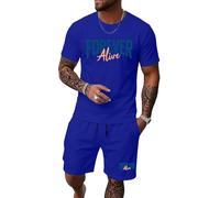 Chándal Casual Ropa Deportiva Estilo Old Money Conjunto de Casa Gimnasio Chándal de Ocio Hombre Verano Estampado Camiseta Manga Corta Conjunto de Pantalones Cortos Cómodo Suelto Casual 2 Piezas