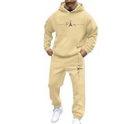 Chándal con capucha para hombre, conjunto relajado de dos piezas para viajes, estilo urbano y planes diarios, con una práctica silueta diaria, para primavera, otoño e invierno, caqui, L