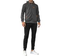 Chándal con cremallera completa para hombre, con cremallera completa, sudadera con capucha de forro polar para deportes, fitness, pantalones ajustados, conjuntos casuales de manga larga, chándales