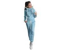 Chandal Conjunto para Mujer Invierno Otoño Casual Conjuntos Deportivos, Moda Manga Larga Pullover con Cordón Sudadera Tops + Pantalones Largo 2pcs (Azul Claro, S)