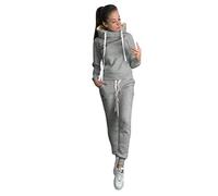 Chandal Conjunto para Mujer Invierno Otoño Casual Conjuntos Deportivos, Moda Manga Larga Pullover con Cordón Sudadera Tops + Pantalones Largo 2pcs (Gris, S)