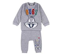 Chándal de Bugs Bunny - Sudadera y Pantalón - Talla 9 Meses - Elaborado con Algodón 100% - Color Gris - Cierre de Botones y Ajuste con Elástico - Producto Original Diseñado en España
