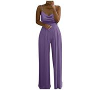 Chándal de ceremonia para mujer - Jumpsuit de verano - Una pieza y pelele - Mujeres Casual Verano Camiseta sin mangas con cuello en V y cintura alta de pierna ancha Mono entero Cóctel Ceremonia