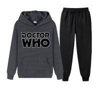Chándal de Doctor Who para hombre, conjunto deportivo cálido de 2 piezas para entrenamiento, sudadera con capucha informal para correr, sudadera de manga larga con estampado letras,Dark Gray-x_l