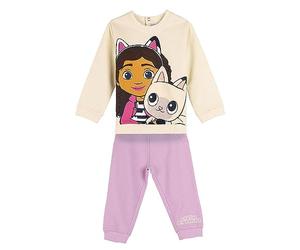 Chándal de Gabby's Dollhouse - Conjunto Completo de 2 Piezas - Color Rosa y Beige - Talla 18 Meses - Elaborado con Algodón y Poliéster - Producto Original Diseñado en España