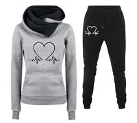 Chándal de gimnasio para mujer, deportivo, transpirable, sudadera con capucha y pantalones cómodos, casuales, anchos, monos de gimnasia de color liso elegante, juego completo de jogging de invierno