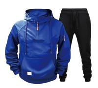 Chándal de hombre completo, chándal de gimnasia de hombre invernal de felpa, conjunto deportivo camiseta sudadera con capucha y pantalón de dos piezas set Tracksuit sudadera con cremallera Suit