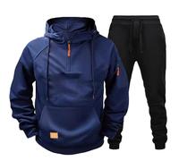 Chándal de hombre completo, chándal de gimnasia de hombre invernal de felpa, conjunto deportivo camiseta sudadera con capucha y pantalón de dos piezas set Tracksuit sudadera con cremallera Suit
