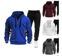 Chándal de hombre completo, chándal de gimnasia de hombre invernal de felpa, conjunto deportivo camiseta sudadera con capucha y pantalón de dos piezas set Tracksuit sudadera con cremallera Suit