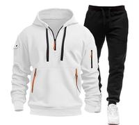 Chándal de hombre completo, chándal de gimnasia de hombre invernal de felpa, conjunto deportivo camiseta sudadera con capucha y pantalón de dos piezas set Tracksuit sudadera con cremallera Suit