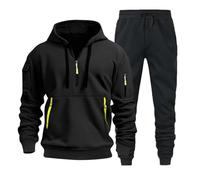 Chándal de hombre completo de deporte para hombre, de invierno con forro polar, conjunto deportivo camiseta sudadera con capucha y pantalón de dos piezas, conjunto Tracksuit sudadera con cremallera