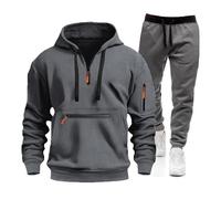 Chándal de hombre completo de deporte para hombre, de invierno, sudadera con capucha y pantalón de dos piezas, conjunto Tracksuit sudadera con cremallera Suit Chándal de ropa deportiva, 11-Gris