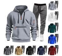 Chándal de hombre completo de deporte para hombre, de invierno, sudadera con capucha y pantalón de dos piezas, conjunto Tracksuit sudadera con cremallera Suit Chándal de ropa deportiva, L