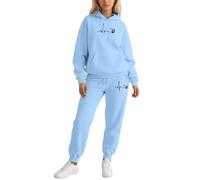 Chandal De Jogging Para mujer Tracksuit Chándal informal con pantalones deportivos y sudadera con capucha a juego para actividades cotidianas al libre (Light Blue, M)
