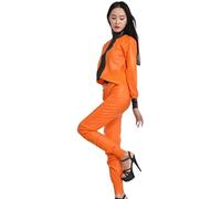 Chándal De Látex Traje De Pijama De Látex Con Mangas Largas, Naranja,Naranja,SEÑORA-S