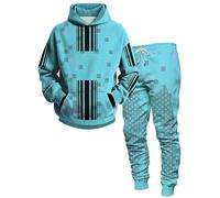 chándal de Moda para Hombre Conjunto Completo de geometría con Estampado 3D Sudadera con Capucha y Conjunto de Joggers Conjunto de Dos Piezas Ropa Deportiva