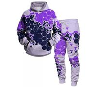 chándal de Moda para Hombre Conjunto Completo de geometría con Estampado 3D Sudadera con Capucha y Conjunto de Joggers Conjunto de Dos Piezas Ropa Deportiva