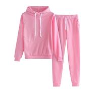 Chándal de mujer deportivo elegante de manga larga conjuntos deportivos manga larga mono con capucha cintura alta fitness deporte casual cómodo gimnasio ropa de casa para correr otoño, Rosa, M