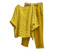 Chándal de mujer elegante conjunto casual conjunto verano tallas grandes pierna ancha cómodos impresión cintura alta ancha manga corta camisa y pantalones dos piezas completos elegantes cómodo, WJJ010