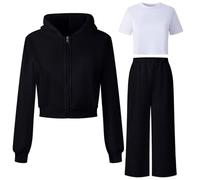 Chándal de polar con capucha para niñas conjunto deportivo dos piezas camiseta manga larga y pantalones cómodos actividades informales Conjunto NiñA Chandal 5 AñOs Ropa 14 Vestidos De Fiesta
