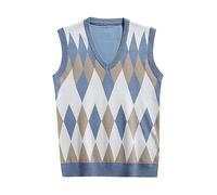 Chándal de tenis para hombre, sin mangas, con ribete a rayas, cuello en V, chaleco de jersey pioneros del salvaje oeste, azul, M