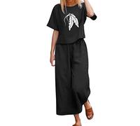 Chándal de verano casual para mujer, tallas grandes, algodón y lino, sueltos, chándales de gimnasia ligeros elegantes de verano, camisa + pantalones de primavera y playa, juego de playa transpirable